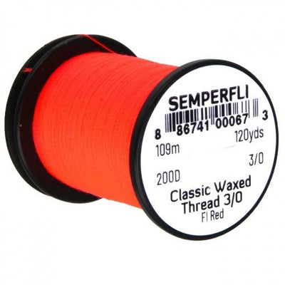Semperfli Classic Waxed Thread 3/0 Fl Red Threads