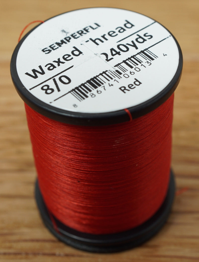 Semperfli Classic Waxed Thread 8/0 Red Threads