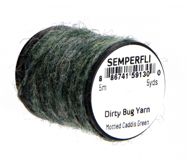 Semperfli Dirty Bug Yarn Mottled Caddis Green Chenilles, Body Materials