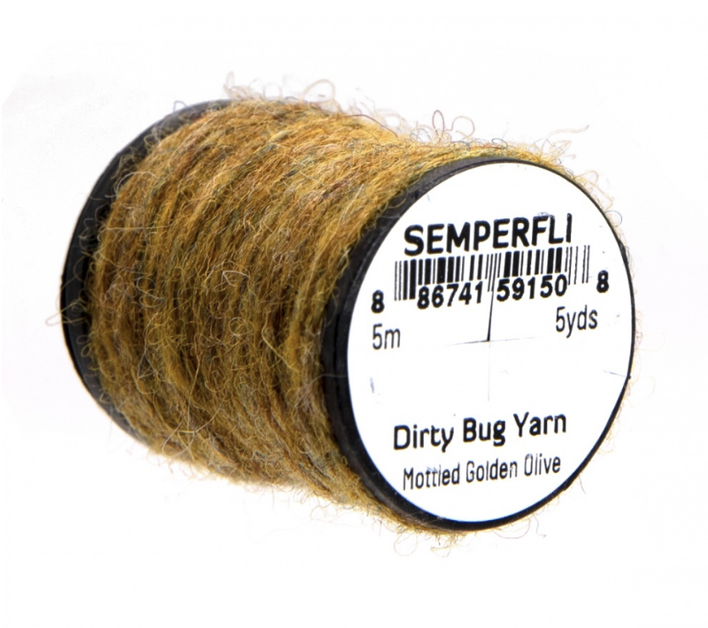 Semperfli Dirty Bug Yarn Mottled Golden Olive Chenilles, Body Materials