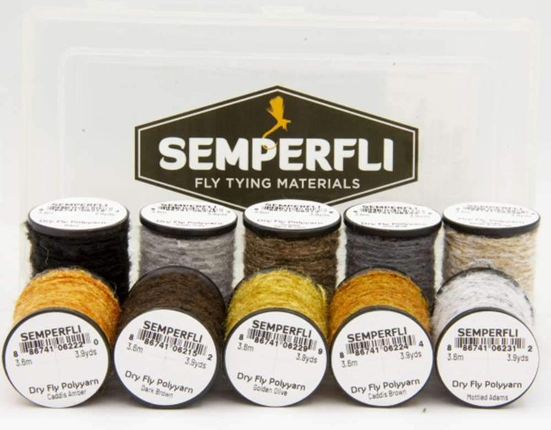 Semperfli Dry Fly Polyyarn Caddis Collection - 10 spools Chenilles, Body Materials