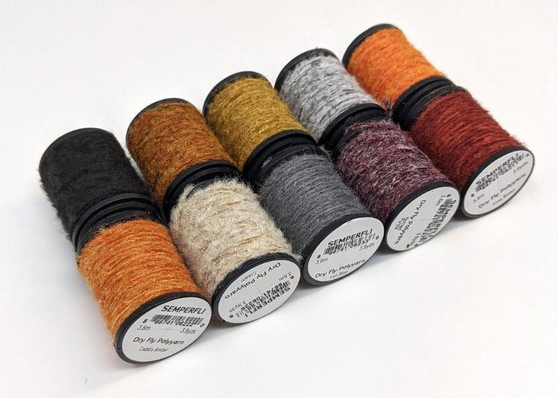 Semperfli Dry Fly Polyyarn Dry Fly Collection - 10 spools Chenilles, Body Materials