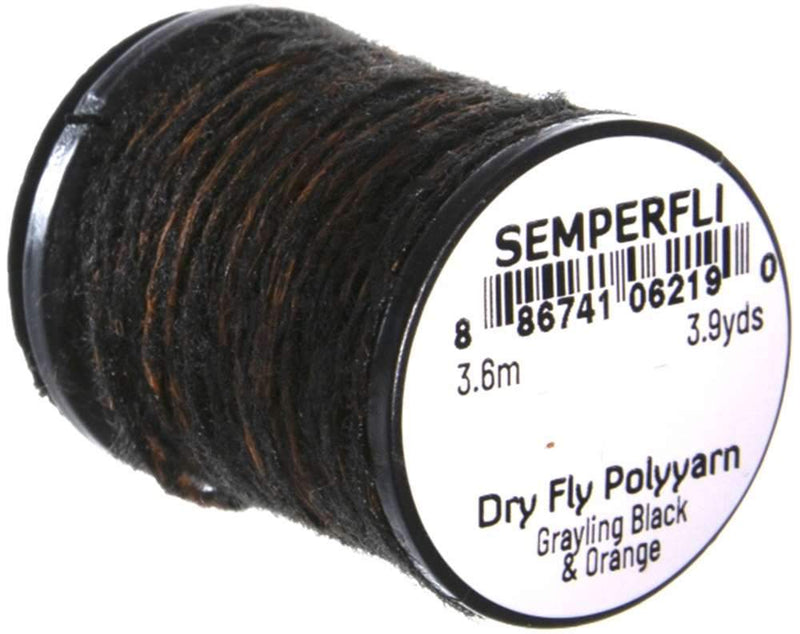 Semperfli Dry Fly Polyyarn Grayling Black & Orange Chenilles, Body Materials