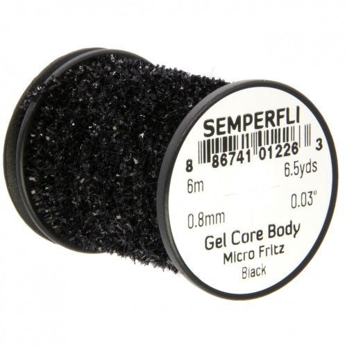 Semperfli Gel Core Body Micro Fritz Black Chenilles, Body Materials