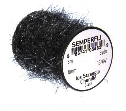 Semperfli Ice Straggle Chenille Black Chenilles, Body Materials