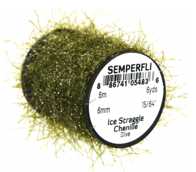 Semperfli Ice Straggle Chenille Olive Chenilles, Body Materials