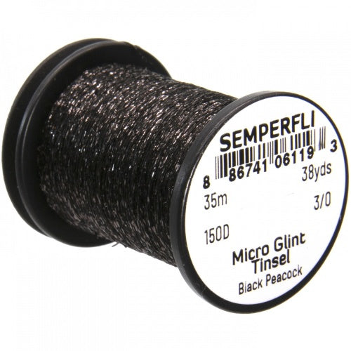 Semperfli Micro Glint Tinsel Black Peacock Wires, Tinsels