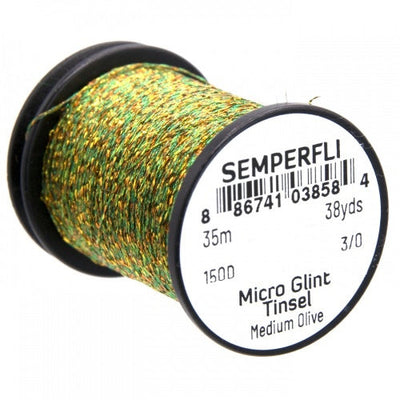 Semperfli Micro Glint Tinsel Medium Olive Wires, Tinsels