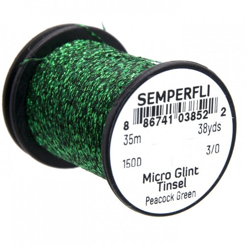 Semperfli Micro Glint Tinsel Peacock Green Wires, Tinsels