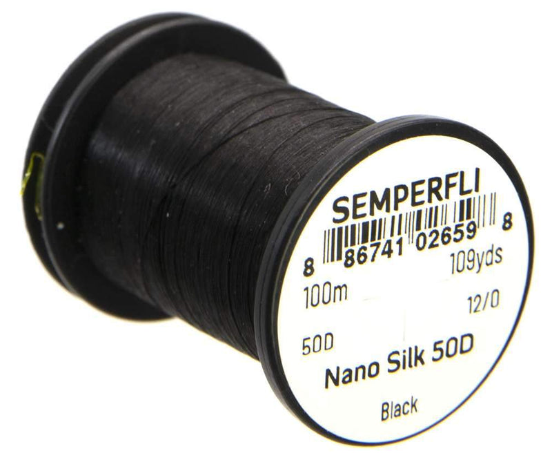 Semperfli Nano Silk 50D 12/0 Black Threads