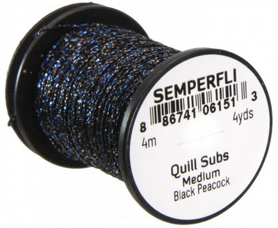 Semperfli Quill Subs Black Peacock / Medium Wires, Tinsels