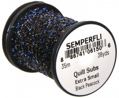 Semperfli Quill Subs Black Peacock / XS Extra Small Wires, Tinsels