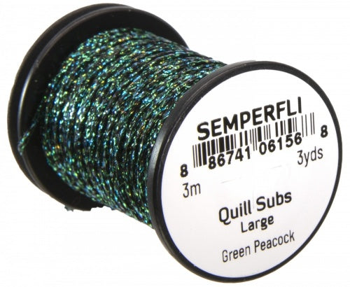 Semperfli Quill Subs Green Peacock / Large Wires, Tinsels