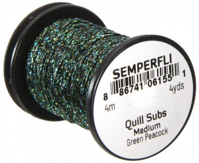 Semperfli Quill Subs Green Peacock / Medium Wires, Tinsels