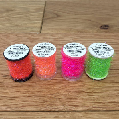 Semperfli Straggle String Micro Chenille fluorescent orange red green pink