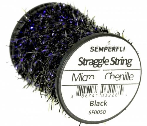 Semperfli Straggle String Micro Chenille Black Chenilles, Body Materials