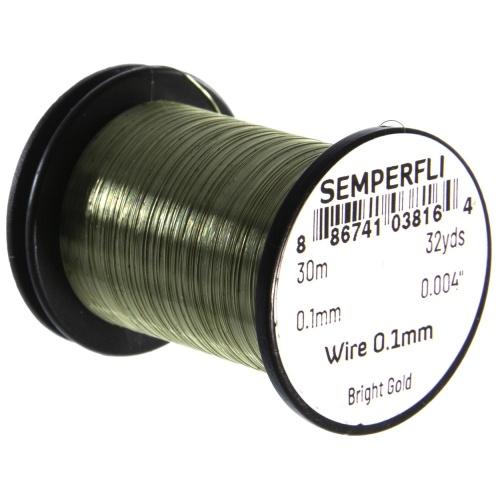 Semperfli Tying Wire 0.1mm Bright Gold Wires, Tinsels