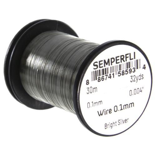 Semperfli Tying Wire 0.1mm Bright Silver Wires, Tinsels