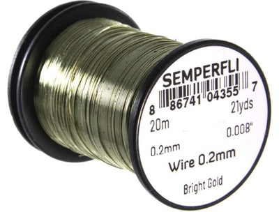 Semperfli Tying Wire 0.2mm Bright Gold Wires, Tinsels