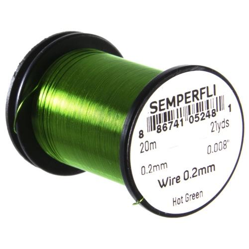 Semperfli Tying Wire 0.2mm Hot Green Wires, Tinsels