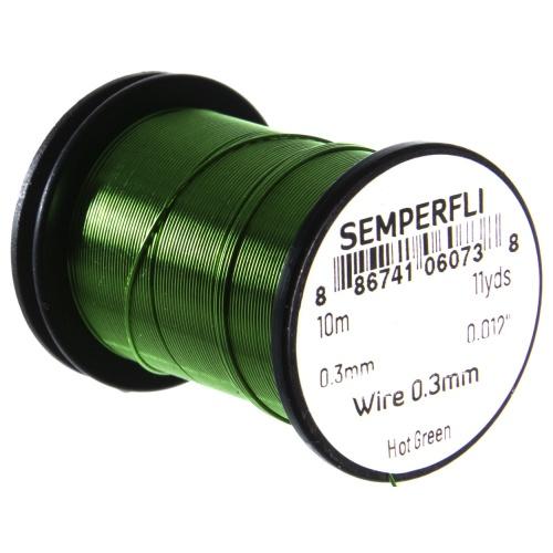Semperfli Tying Wire 0.3mm Hot Green Wires, Tinsels