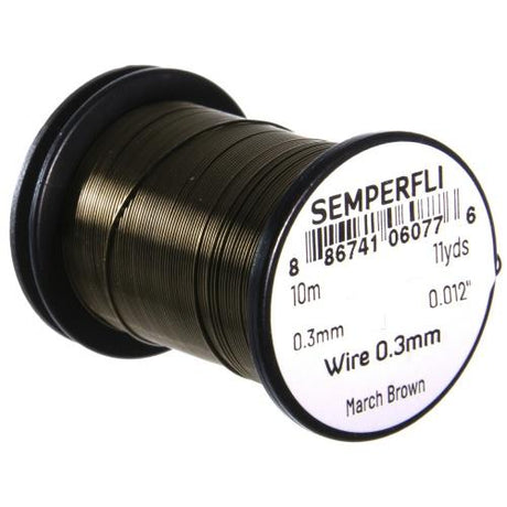 Semperfli Tying Wire 0.3mm March Brown Wires, Tinsels