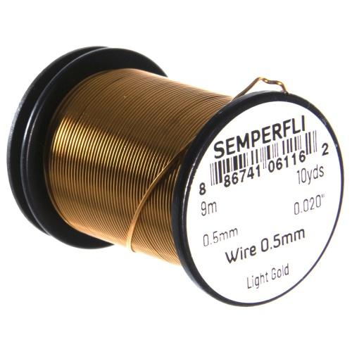 Semperfli Tying Wire 0.5mm Light Gold Wires, Tinsels