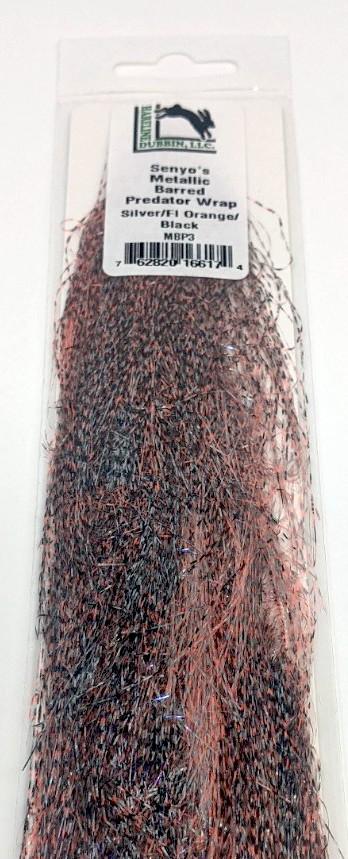 Senyo's Metallic Predator Wrap Silver Fl Orange Black Chenilles, Body Materials