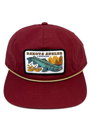 Shop Logo Patch Cotton Pinch Front Rip Stop Cap (c55-RS) Dark Cardinal/Khaki Hats, Gloves, Socks, Belts