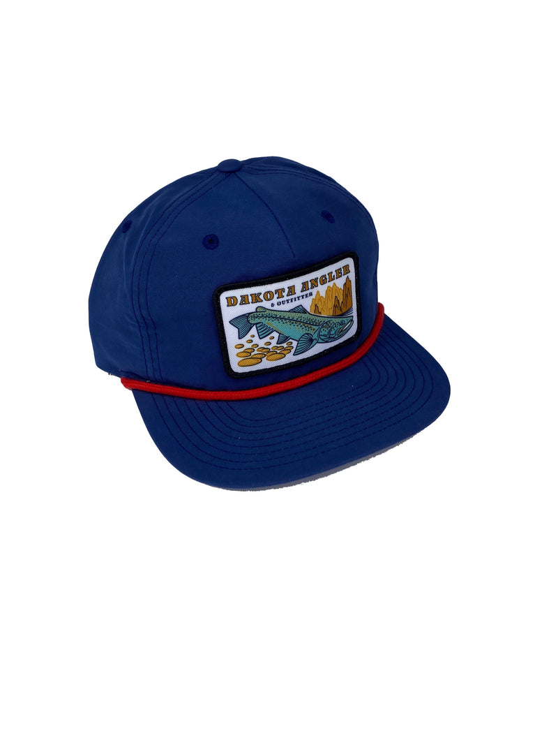 Shop Logo Patch Nylon Pinch Front Snapback Cap (C55-N) Navy Red Hats, Gloves, Socks, Belts