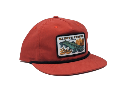 Shop Logo Patch Nylon Pinch Front Snapback Cap (C55-N) Rust/Black Hats, Gloves, Socks, Belts