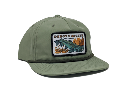 Shop Logo Patch Nylon Pinch Front Snapback Cap (C55-N) Sage/Olive Hats, Gloves, Socks, Belts