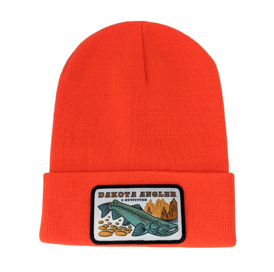 Shop Logo Patch Staple Beanie (C08-A) Blaze Orange Hats, Gloves, Socks, Belts