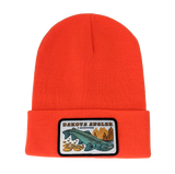 Shop Logo Patch Staple Beanie (C08-A) Blaze Orange Hats, Gloves, Socks, Belts