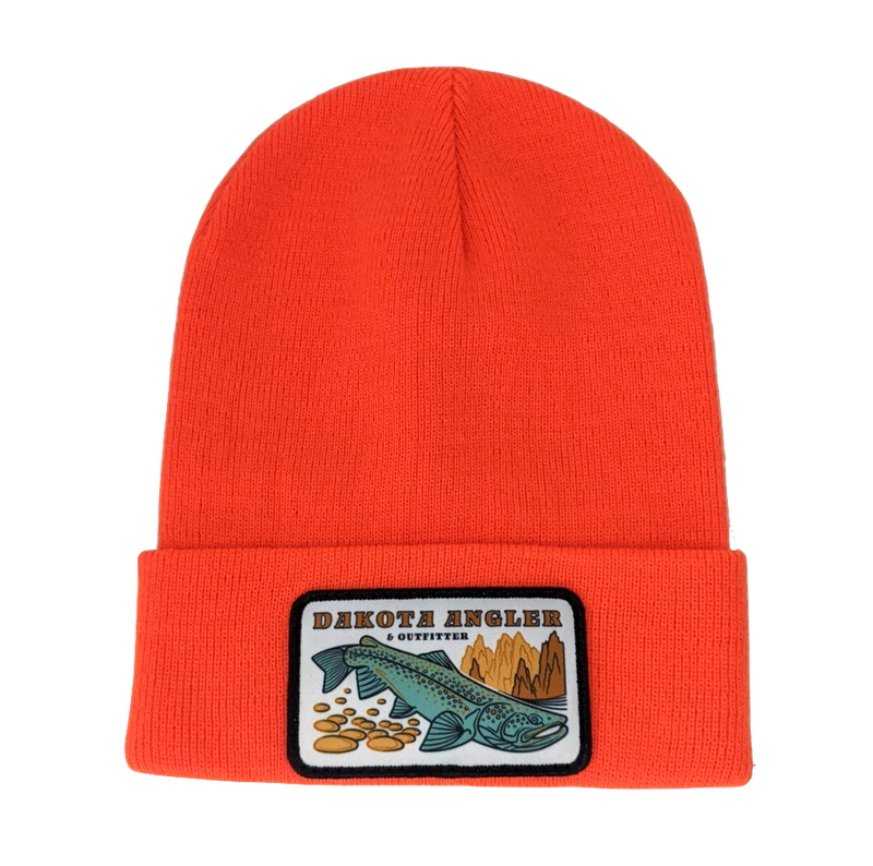 Shop Logo Patch Staple Beanie (C08-A) Blaze Orange Hats, Gloves, Socks, Belts