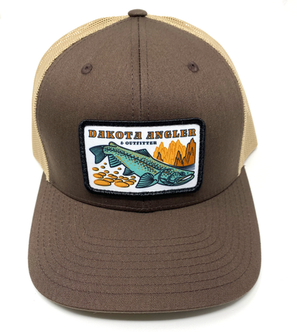 Shop Logo Patch Trucker Cap (C12-CTM) Brown/ Tan Hats, Gloves, Socks, Belts