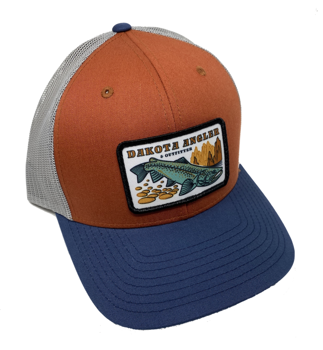 Shop Logo Patch Trucker Cap (C12-CTM) Dark Orange/Aluminum/Navy Hats, Gloves, Socks, Belts