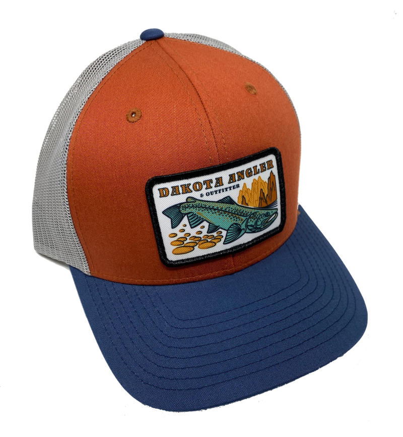 Shop Logo Patch Trucker Cap (C12-CTM) Dark Orange/Aluminum/Navy Hats, Gloves, Socks, Belts