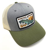 Shop Logo Patch Trucker Cap (C12-CTM) Heather Gray/Birch/Olive Hats, Gloves, Socks, Belts