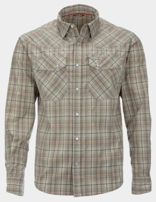 Simms Brackett Long Sleeve Fishing Shirt Dark Stone Classic Plaid / M Clothing