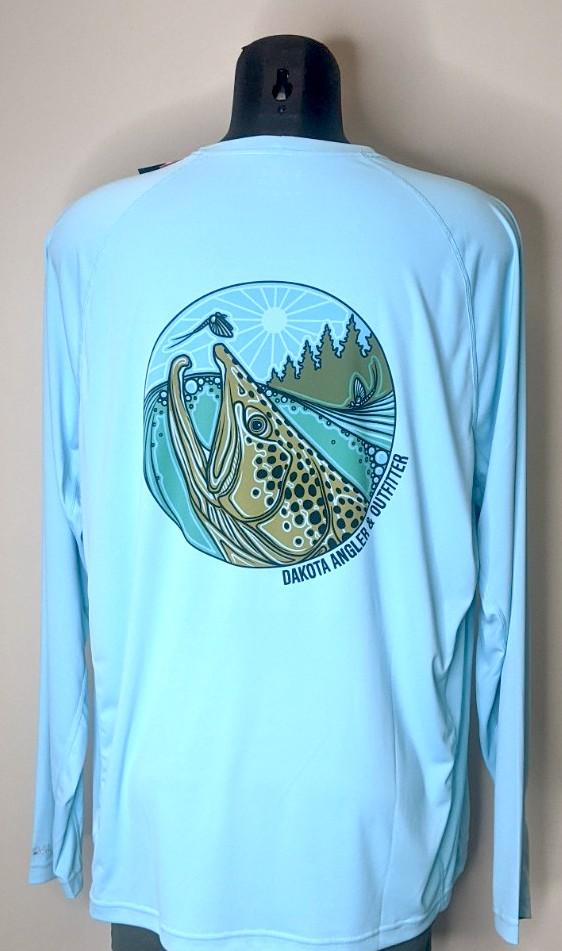 Simms Men's Solarflex Crewneck Brown Trout Rise Logo Laguna / M Clothing