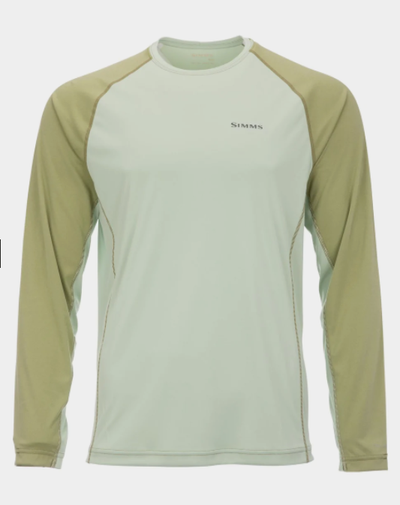 Simms Men's Solarflex Crewneck Brown Trout Rise Logo Light Green/Sage Heather / M Clothing