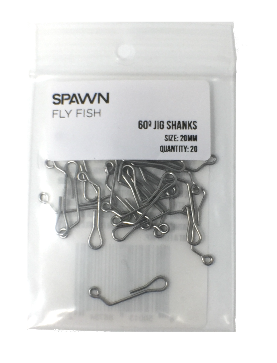 Spawn 60 Degree Jig Shanks 20 Pack 20 mm Hooks