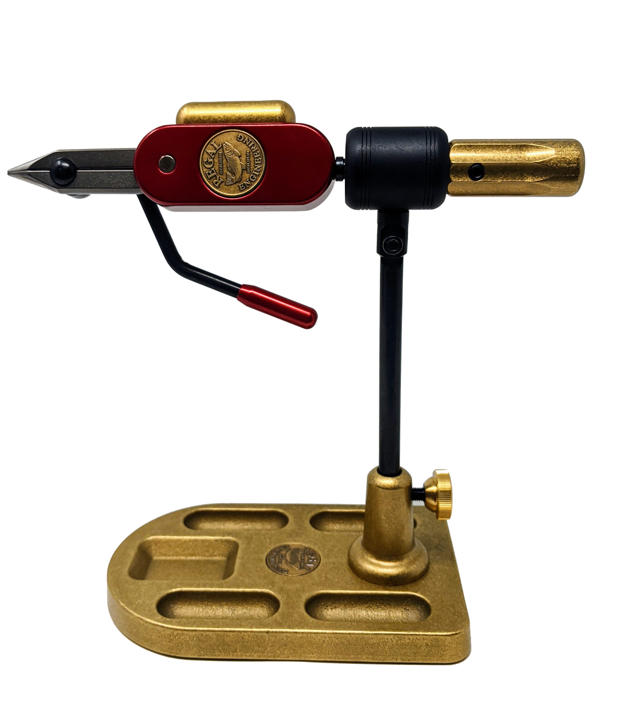 Special Edition Regal Revolution Vise Stainless Steel Jaws Bronze Pocket Base Hot Rod Red Fly Tying Vises