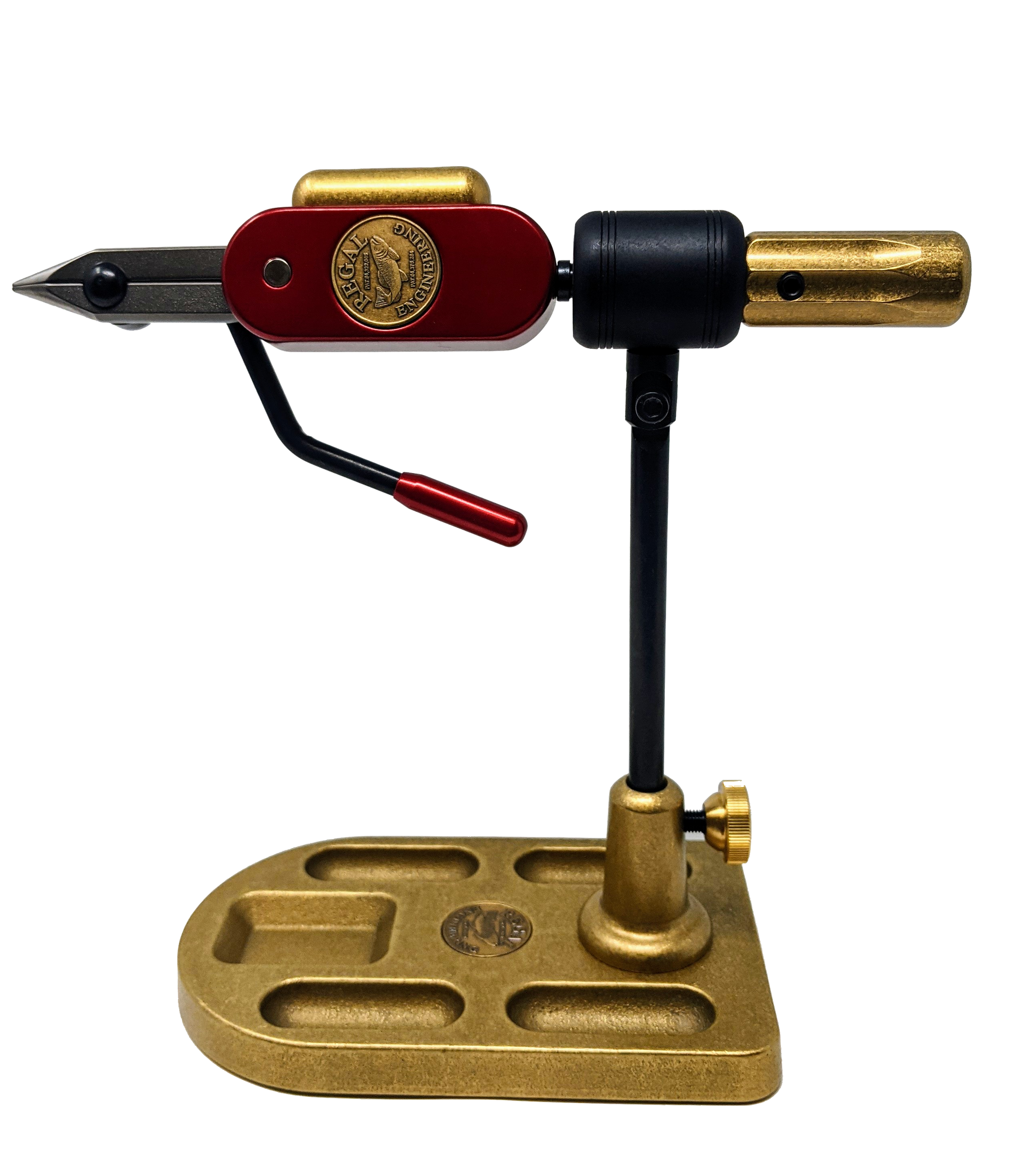 Special Edition Regal Revolution Vise Stainless Steel Jaws Bronze Pocket Base Hot Rod Red Fly Tying Vises