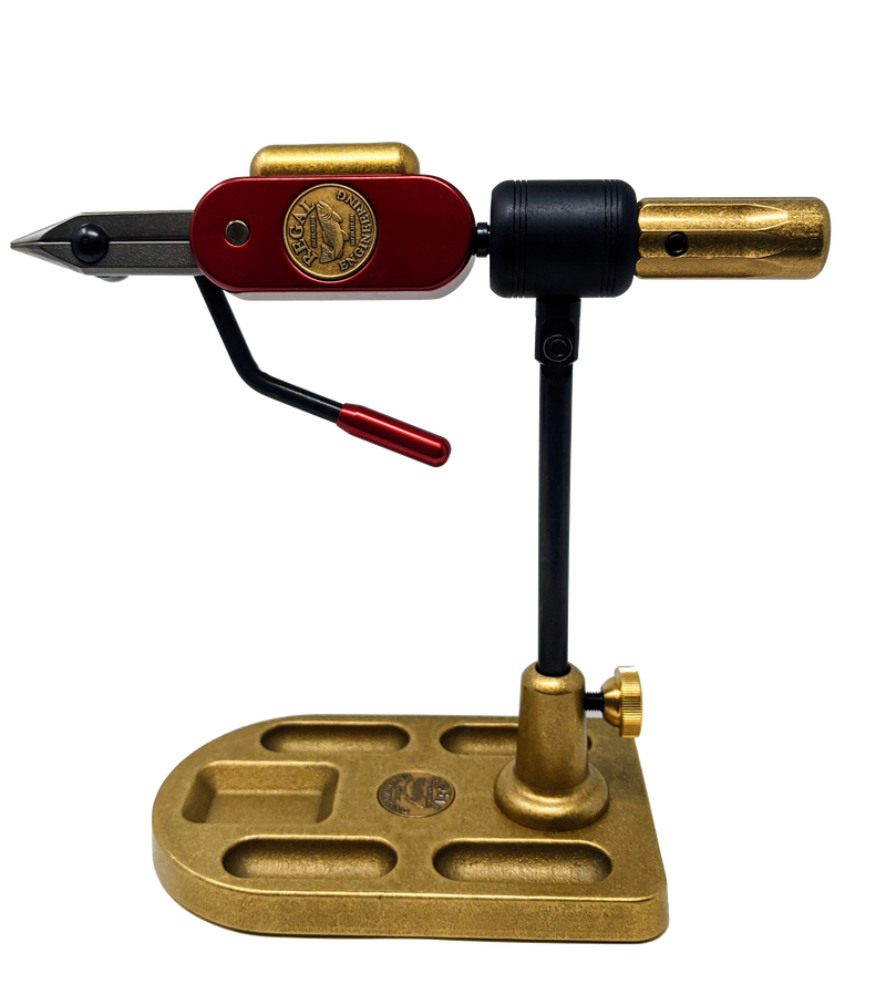 Special Edition Regal Revolution Vise Stainless Steel Jaws Bronze Pocket Base Hot Rod Red Fly Tying Vises