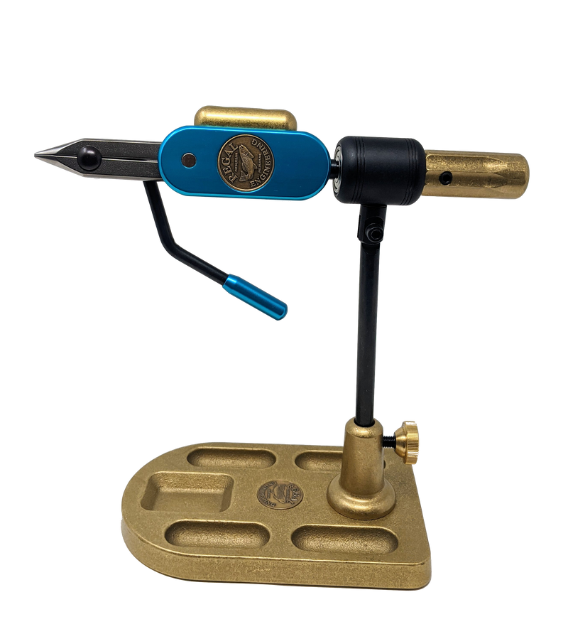 Special Edition Regal Revolution Vise Stainless Steel Jaws Bronze Pocket Base Tropical Teal Fly Tying Vises