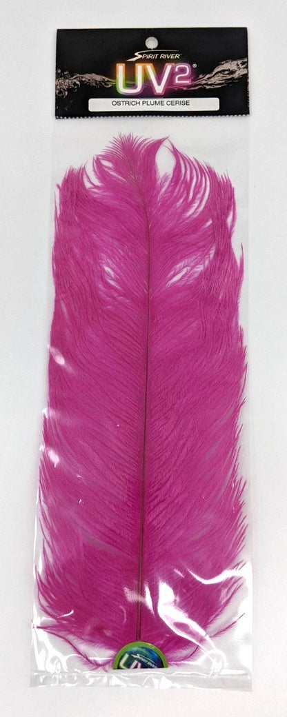 Spirit River Ostrich Plumes Cerise Saddle Hackle, Hen Hackle, Asst. Feathers