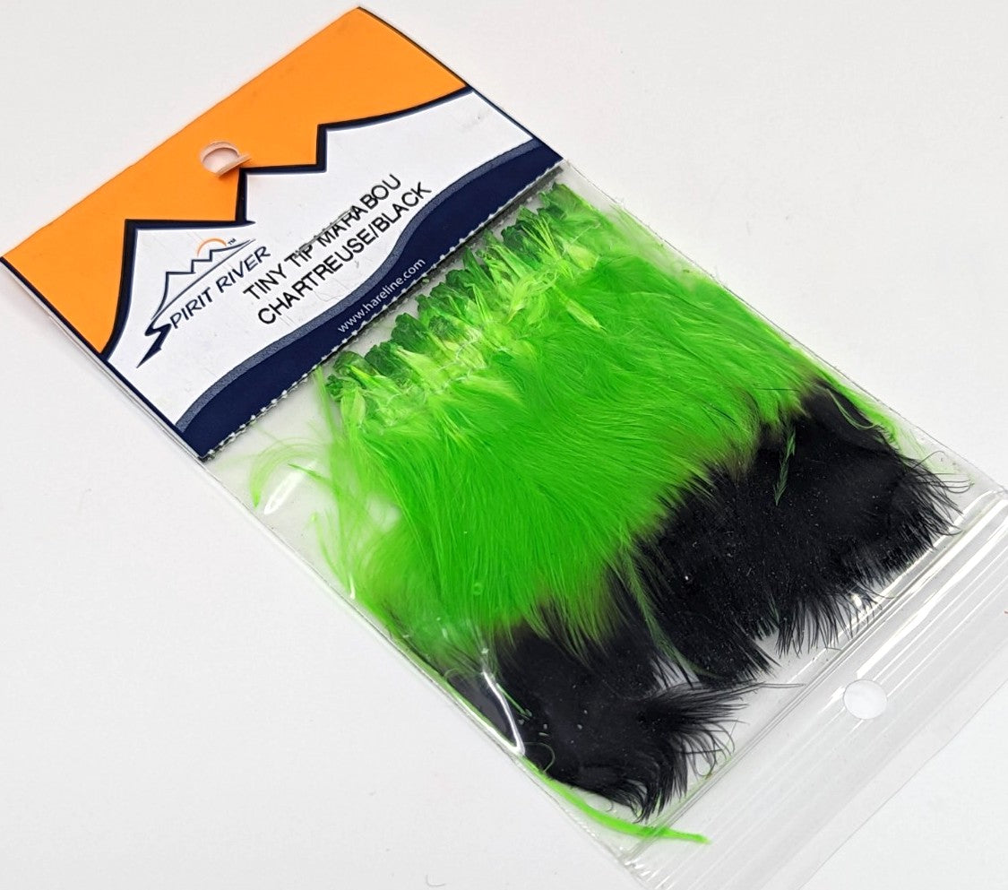 Spirit River Tiny Tip Marabou Chartreuse Black Saddle Hackle, Hen Hackle, Asst. Feathers