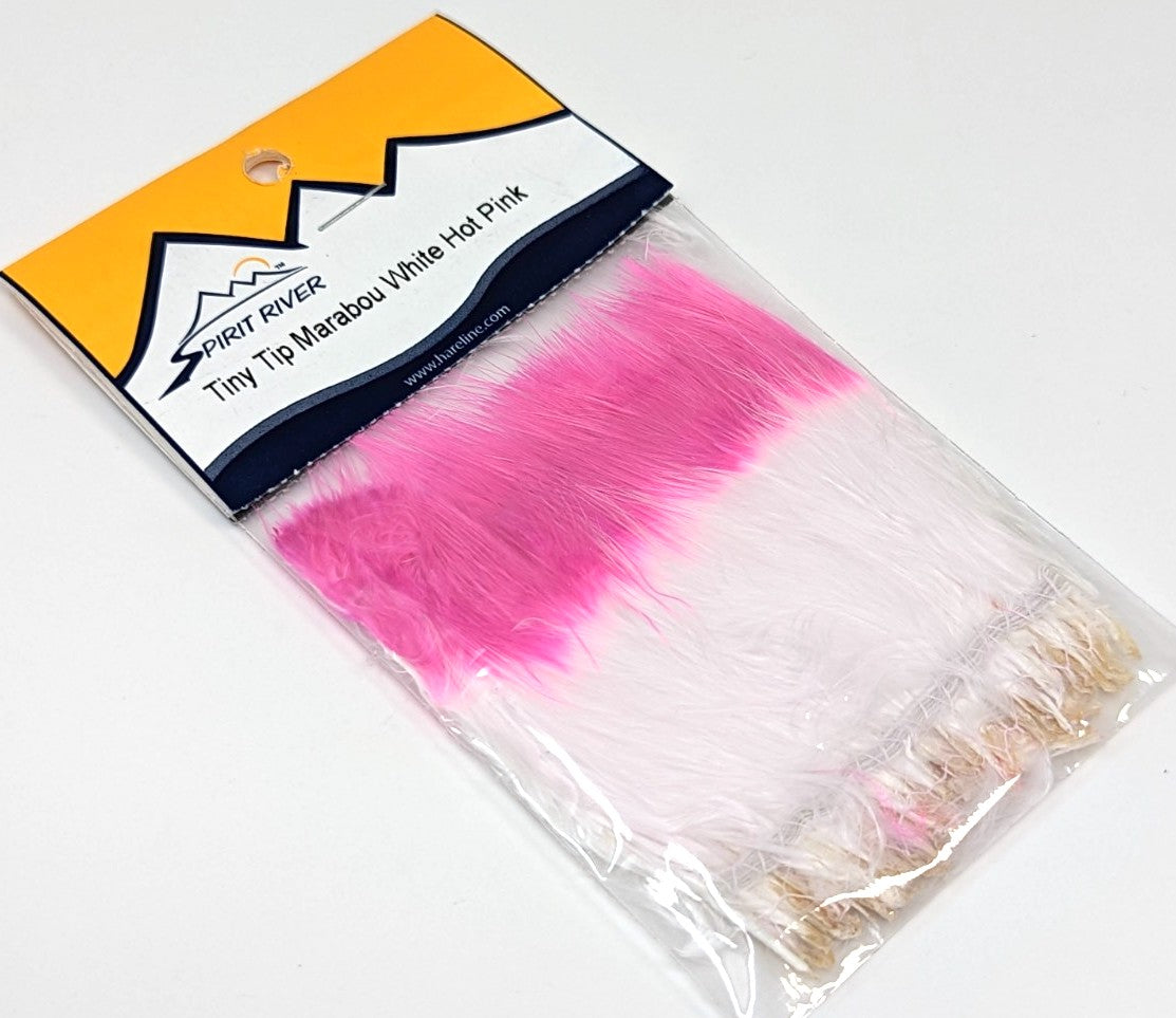 Spirit River Tiny Tip Marabou White Hot Pink Saddle Hackle, Hen Hackle, Asst. Feathers